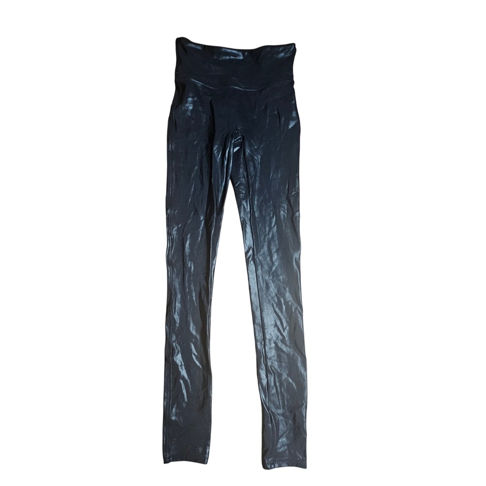 Spanx High Waisted Shaper Pants Leggings S Faux Leather High Shine Finish Moto